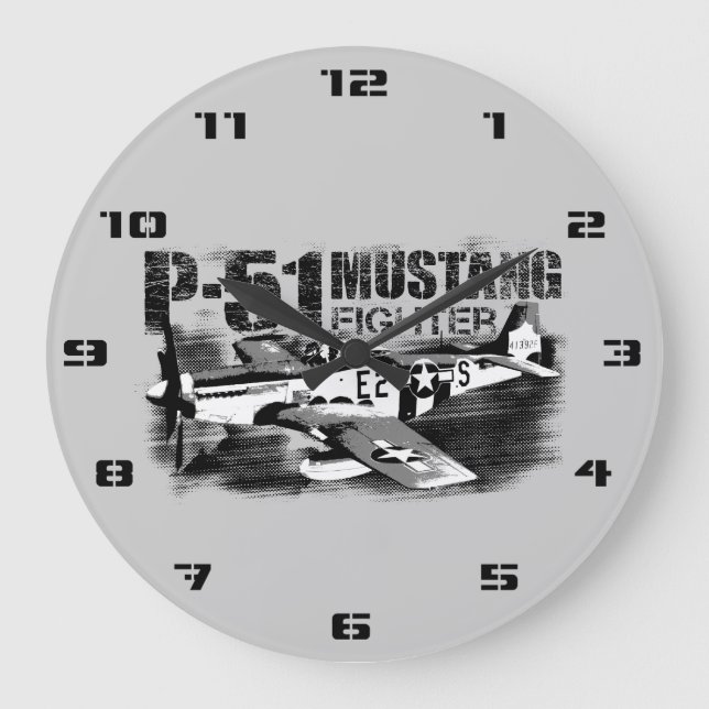 Grande Horloge Ronde P-51 Mustang Round (Large) Wall Clock (Recto)