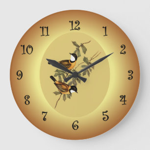 Grande Horloge Ronde Pachycephala à queue noire ~ Elizabeth Gould 102 ~