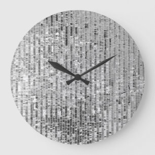 Grande Horloge Ronde Paillettes d'argent, arrière - plan glamour sans s