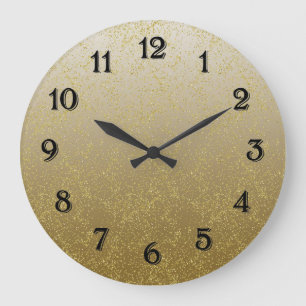 Grande Horloge Ronde Paillettes de confettis dorés chic