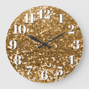 Grande Horloge Ronde Paillettes dorées scintillantes Chunky