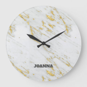 Grande Horloge Ronde Paillettes dorées tachetées monogrammées