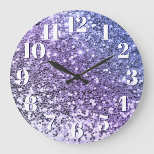 Grande Horloge Ronde Paillettes Gros Chunk Ombre Violette