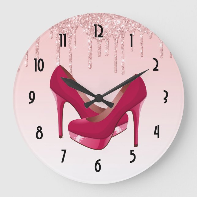 Grande Horloge Ronde Paillettes Pink Dripping (Recto)