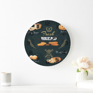 Grande Horloge Ronde Pain Artisan frais Boulangerie Pain Rouleaux Bague