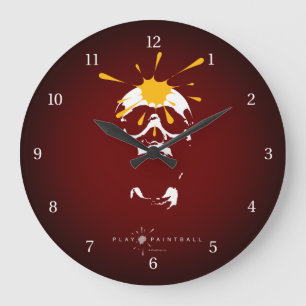 Grande Horloge Ronde Paintball Crâne