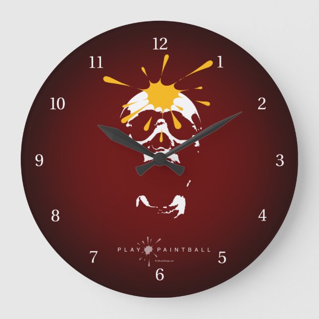 Grande Horloge Ronde Paintball Crâne (Recto)