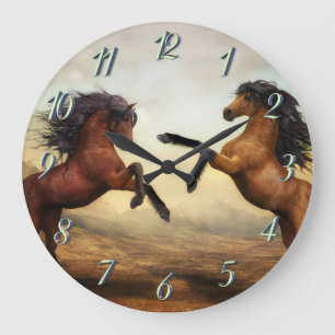 Grande Horloge Ronde paire de    cornes sauvages