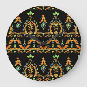 Grande Horloge Ronde Paisley Bohemian Kashmir Textile Design