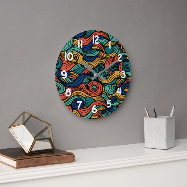 Grande Horloge Ronde Paisley haché (Bureau)