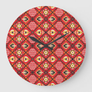 Grande Horloge Ronde Paisley Passion vintage - Sensation asiatique en s