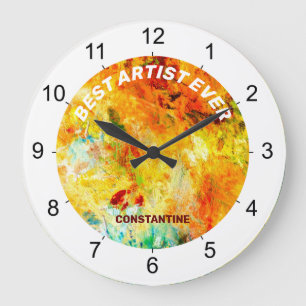 Grande Horloge Ronde Palette Artiste Colorée