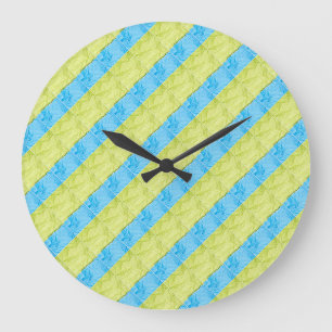 Grande Horloge Ronde palettes bleus et jaunes