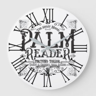 Grande Horloge Ronde Palm Reader Vintage Magic Fortune Teller Sign