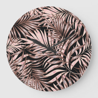 Grande Horloge Ronde Palme tropicale : Modèle Floral Jungle.