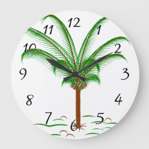 Grande Horloge Ronde Palmier tropical