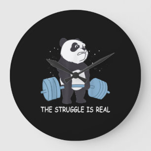 Grande Horloge Ronde Panda Struggle Est Véritable Ours Deadlift Gym Drô
