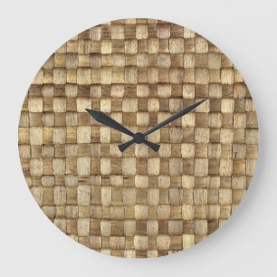 Grande Horloge Ronde Panier d'artisanat Texture sans couture