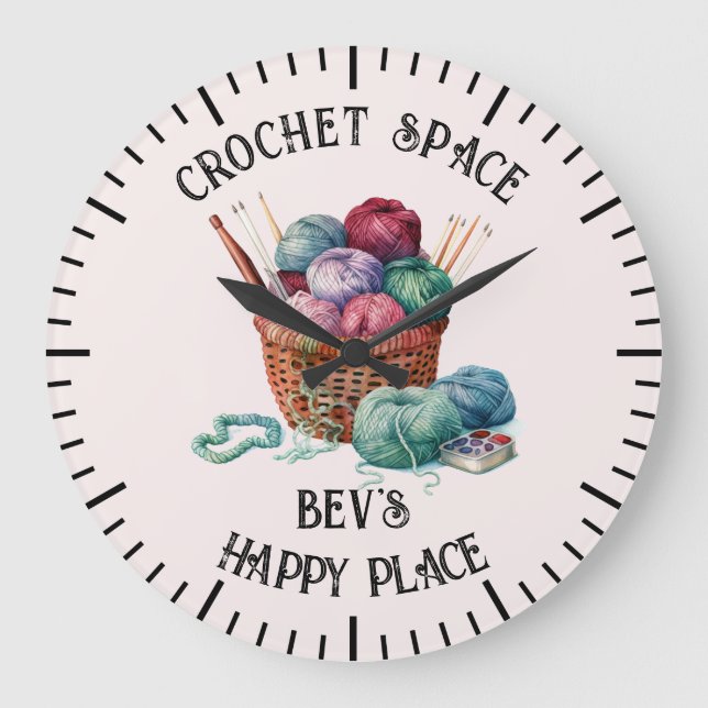 Grande Horloge Ronde Panier de tricot et crochet (Recto)