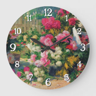 Grande Horloge Ronde Paniers et pots de fleurs Alfred Petit Flower dans