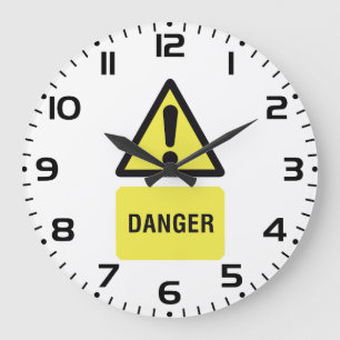 Grande Horloge Ronde Panneau d'avertissement de danger Triangle jaune E
