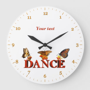 Grande Horloge Ronde Panneau de danse personnalisé avec papillons