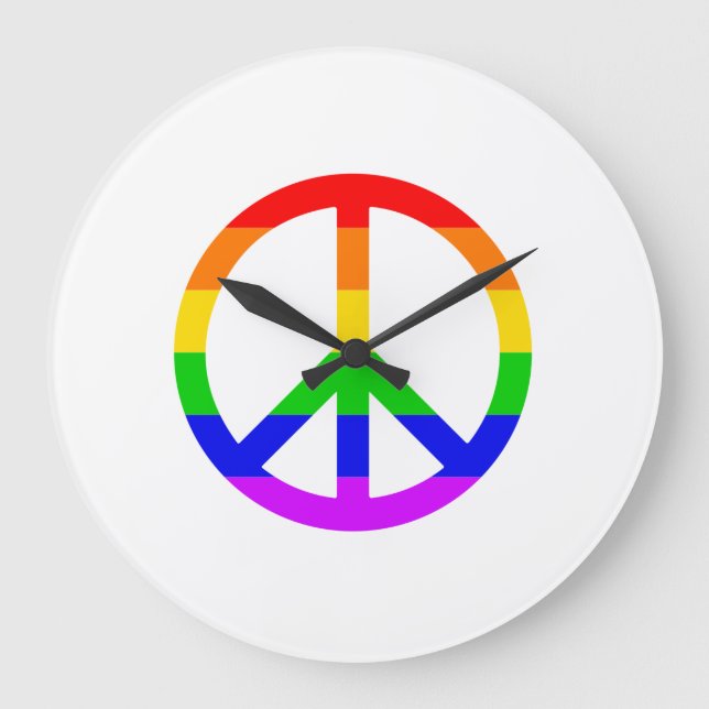 Grande Horloge Ronde Panneau de paix Rainbow (Recto)