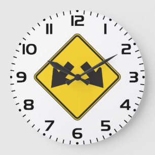 Grande Horloge Ronde Panneau routier d'avertissement Deux Flèches Vers