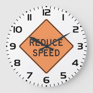 Grande Horloge Ronde Panneau routier diamant orange Réduire la vitesse