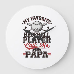 Grande Horloge Ronde Papa baseball dessin vectoriel gravure vintage_1