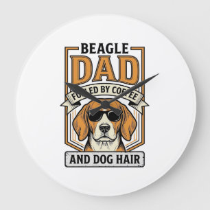 Grande Horloge Ronde Papa Beagle alimenté par le café et le maillot de