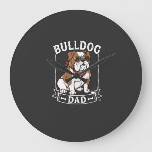 Grande Horloge Ronde Papa Bouledogue Chien Lunettes de soleil Bandana