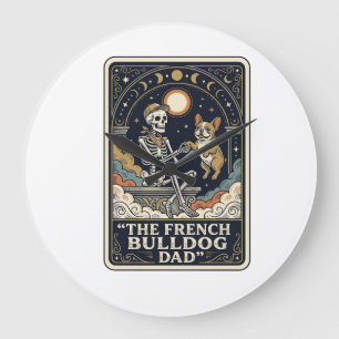 Grande Horloge Ronde Papa Bouledogue Français Vintage Squelette Tarot T