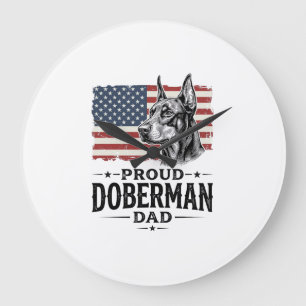 Grande Horloge Ronde Papa Doberman fier Drapeau vintage Vector Design_1