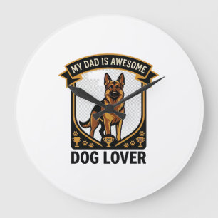 Grande Horloge Ronde Papa est un Amoureux de Chien Incroyable Pattes de