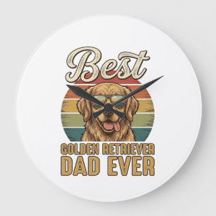 Grande Horloge Ronde Papa Golden Retriever Ever T-Shirt Vintage Sunset