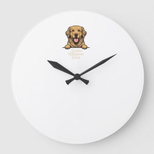 Grande Horloge Ronde Papa Golden Retriever Gravure Vintage