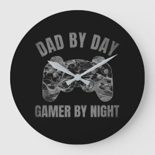 GRANDE HORLOGE RONDE PAPA LE JOUR GAMER LA NUIT