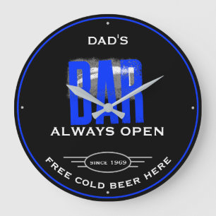 Grande Horloge Ronde Papa ou n'importe quel nom Bar Blue Grunge Funny S
