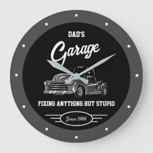 Grande Horloge Ronde Papa's Any Name Garage Chevy Truck Fun Slogan