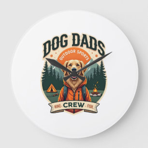 Grande Horloge Ronde Papas Chien Vintage Équipe de Sports de Plein Air