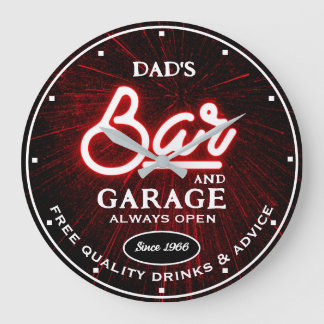 Grande Horloge Ronde Papa's Garage Bar N'importe quel nom Toujours ouvr