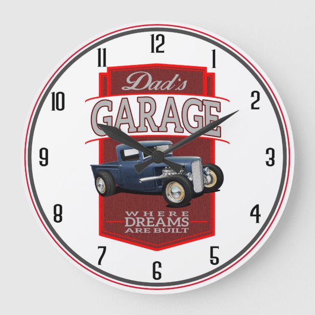 Grande Horloge Ronde Papa's Garage Blue Hot Rod (Recto)