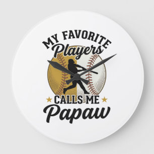 Grande Horloge Ronde Papaw de baseball joueurs préférés Vintage T-shirt
