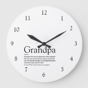Grande Horloge Ronde Papi Grand-père Grand-papa Papa Noir et Blanc