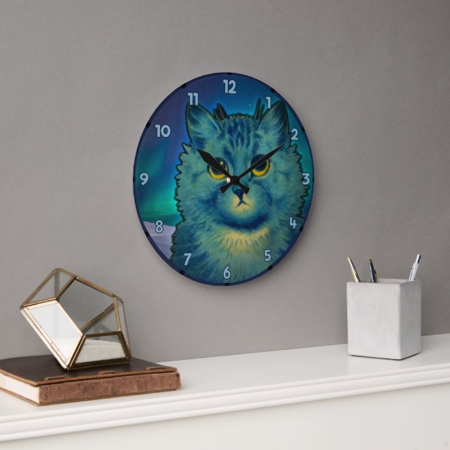 GRANDE HORLOGE RONDE PAPIER DE LA CUISINE CHAT (Bureau)