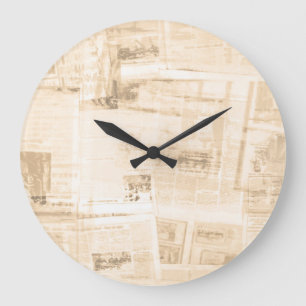 Grande Horloge Ronde Papier écaillé : vieil arrière - plan de journal.