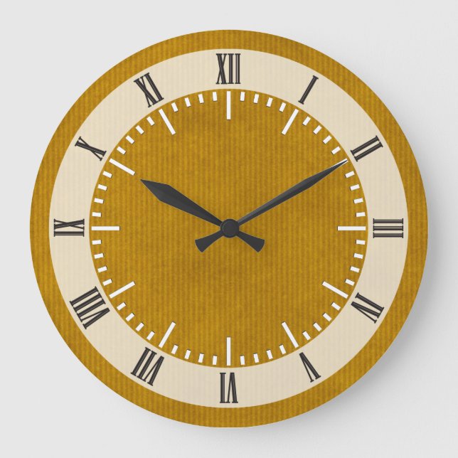 Grande Horloge Ronde Papier Kraft scanné Texture forte moutarde (Recto)