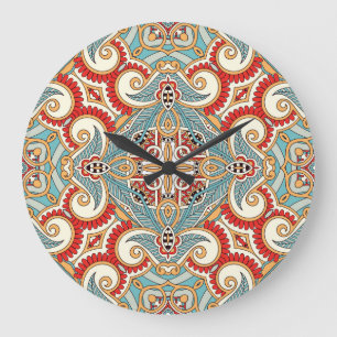 Grande Horloge Ronde Papier peint à répétition graphique Vintage Abstra