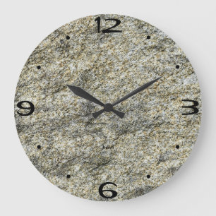Grande Horloge Ronde Papier Peint Chambre Art Roche Texture Granite Nat